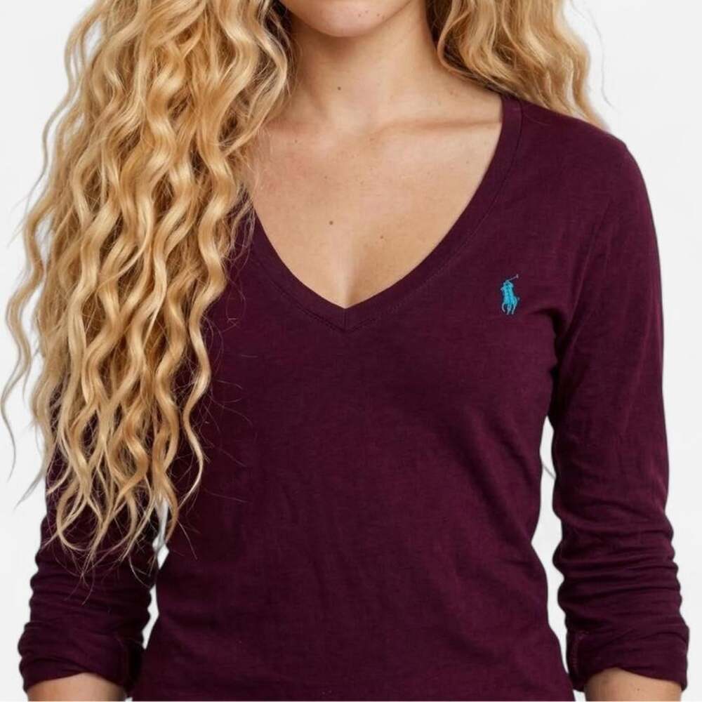 Polo Ralph Lauren Women's Burgundy and Purple Shirt